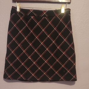 LOFT Black and Red Checkered Pencil Skirt